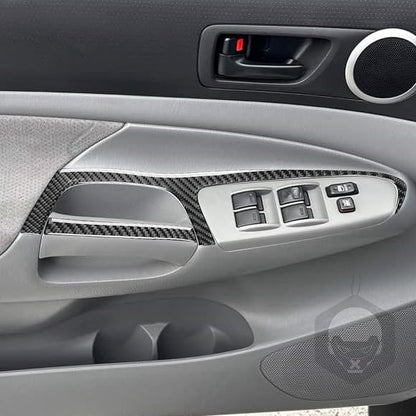 NVCNX Real Premium Carbon Fiber for Toyota 2nd Gen Tacoma Accessories 2005-2015 2006 2007 2008 2009 2010 2011 2012 2013 2014 Car Door Window Switch Cover Interior Trim Sticker Decal 6PCs - for 4-Door