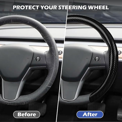 Frani Leather Steering Wheel Cover,Universal Fit 15 Inch-Premium Non-Slip Breathable Comfort Grip for Cars Trucks SUVs,Anti-Slip Durable Interior Upgrade Carbon Fiber Pattern