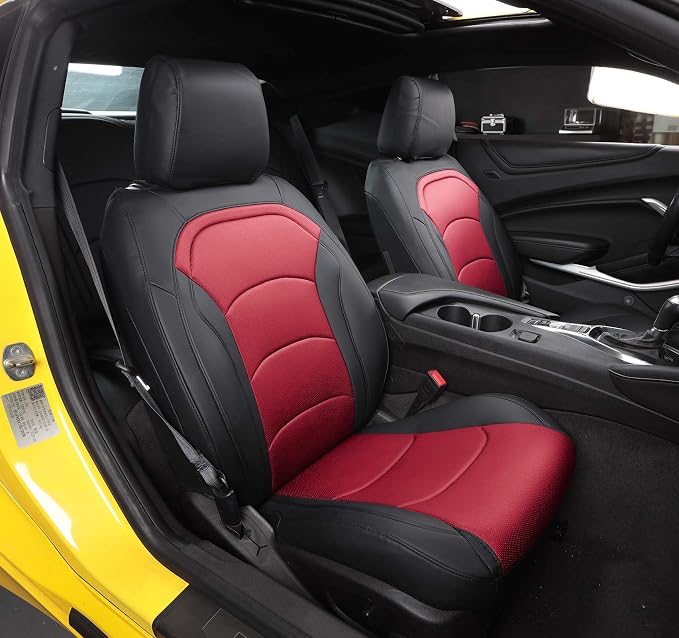 Seat Covers Custom Fit for Chevrolet Camaro 2016-2024 6th Gen Camaro LT LS RS SS ZL Coupe Model Faux Leather Vehicle Protect Cushion…