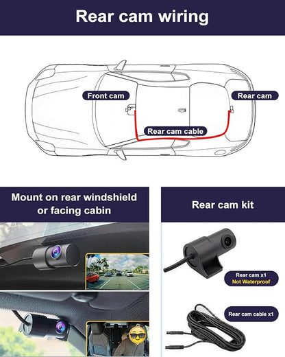 Fitcamx Front 4K+Rear 1080P Dash Cam Adapts for Toyota 4Runner 2025-2026 & Hybrid (HD2-35030), Integrated Factory Look, 2 Way HD Video, WiFi & APP, Loop Recording, G-Sensor, Easy to Set, 128GB Card