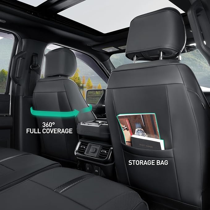for Ford F150 Seat Covers 2015-2023 2024 2025 2026,Full Set Leather Waterproof Black Trucks Pickup Seat Covers Custom Fit for Ford F150 Accessories,Car Seat Cover for SuperCrew/CrewCab(XL,XLT)