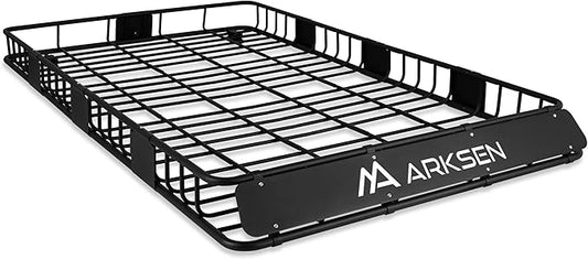 ARKSEN 84 x 50 x 6 Inch Universal Extra Wide 150LB Heavy Duty Roof Rack Cargo with Extension Car Top Luggage Holder Carrier Basket for SUV, Truck, & Car Steel Construction