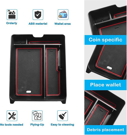 EDBETOS Center Console Organizer Compatible with 2023-2026 Honda Pilot, 2024 2025 2026 Honda Ridgeline/Passport Insert Tray Secondary Storage Armrest Box ABS Plastic Material, Red
