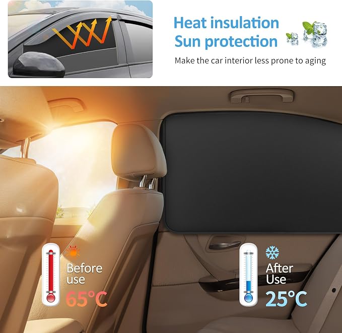 Car Window Sun Shades Curtains - Magnetic Privacy Curtains Side Window Sun Shades 100% Block Light Car Window Covers with Cooler Feeling (dexterous, 4pcs)