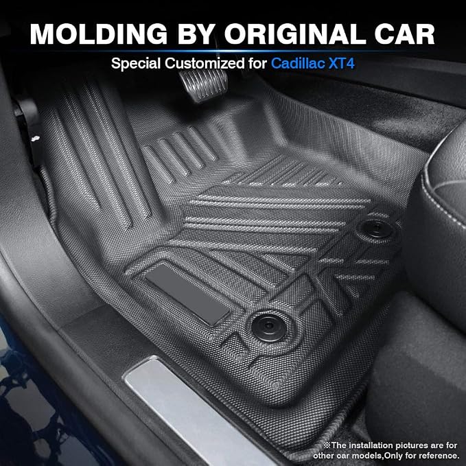 KUST Custom Fit Floor Mats for 2019-2025 Cadillac XT4 Accessories All Weather Floor Liners Rubber 1st & 2nd Row Black Non-Slip High Edge