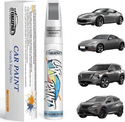 K51 Platinum Graphite Metallic Touch Up Paint for Nissan, Exact Color Match Car Paint Scratch Repair Remover Pen Kit Quick & Easy Fix Vehicle Chips and Automotive Nicks Scuff