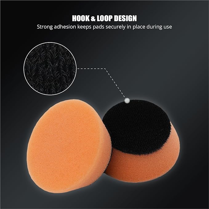 SPTA Orange T40 Orange Medium-Cut Polishing Pads, 5Pcs 2inch/50mm Sponge Polishing Buffing Pads, Car Foam Detail Polishing Pad Kit for Car Detail Polishing, Small Area Polishing -FPTSS2O