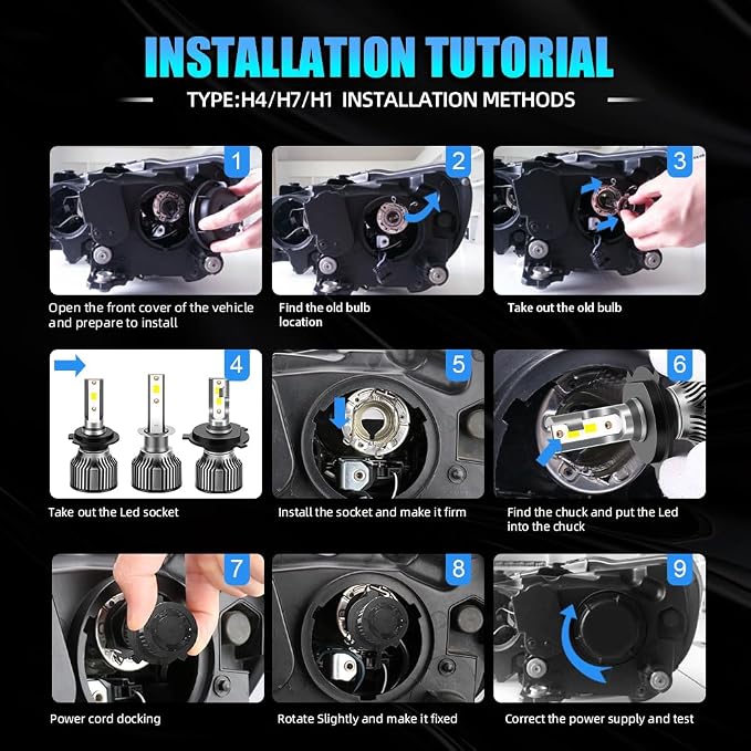 for GMC Canyon 2015 2016 2017 2018 2019 2020 2021 2022 High Low Beam Lights Combo, 6000K White Plug and Play, 25000LM 800% Brightness, 4pcs