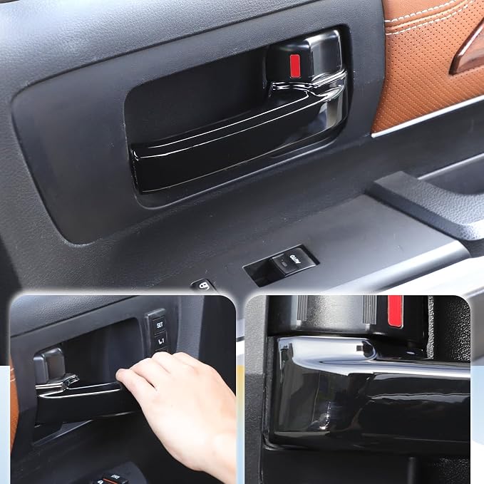 ABS Car Inner Door Handle Decoration Cover Trim Fit for Toyota Tundra/Sequoia 2007-2021 Interior Car Accessories (Glossy Black)