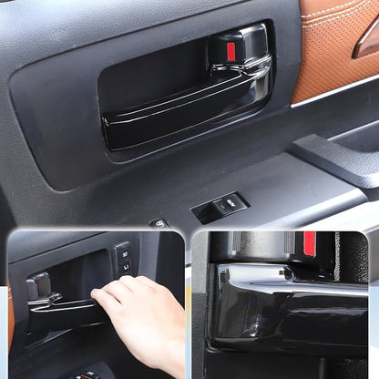 ABS Car Inner Door Handle Decoration Cover Trim Fit for Toyota Tundra/Sequoia 2007-2021 Interior Car Accessories (Glossy Black)