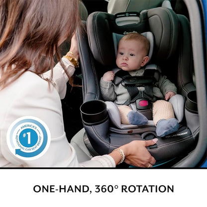 Evenflo REO by Revolve360 Rotating Convertible Car Seat with Quick Clean Cover, Infant to Toddler, Forward and Rear Facing, Compact Design, One-time Install (Danvers)