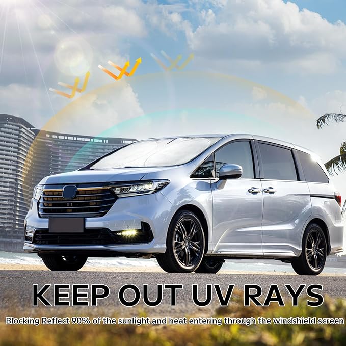 for Odyssey 2026 Windshield Sun Shade Foldable Sunshade fit for Honda Odyssey 2018-2024 2025 LX,EX,EX-L,Touring,Elite Minivan Windshield Cover, Front Window Shield 210T Sun Visor Car Accessories