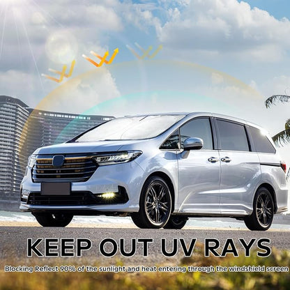 for Odyssey 2026 Windshield Sun Shade Foldable Sunshade fit for Honda Odyssey 2018-2024 2025 LX,EX,EX-L,Touring,Elite Minivan Windshield Cover, Front Window Shield 210T Sun Visor Car Accessories