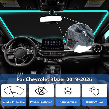 Windshield Sun Shade for 2019-2026 Chevrolet Chevy Blazer, Car Front Window Sunshade with 240T Sun Visor Protector Blocks UV Rays Heat Sun Shield Accessories