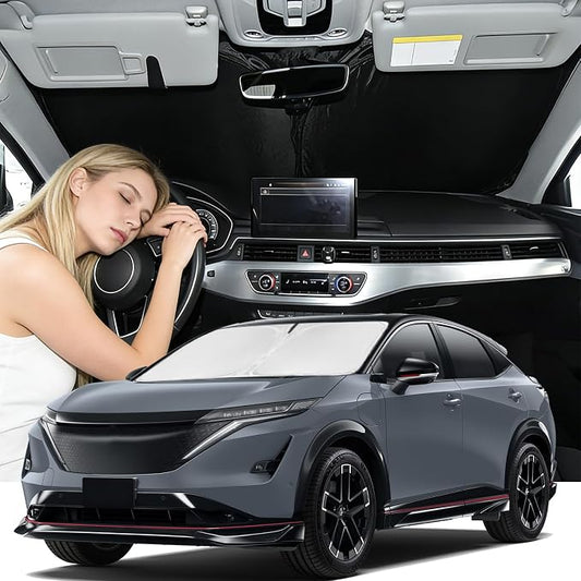 Windshield Sunshade for Nissan Ariya 2023-2025 Sun Shade Car Windshield Upgrade 4 Layers Custom Fit Ariya Car Window Shade Front Windshield Sun Visor Blocks UV Rays Keep Cool Foldable Car Accessories