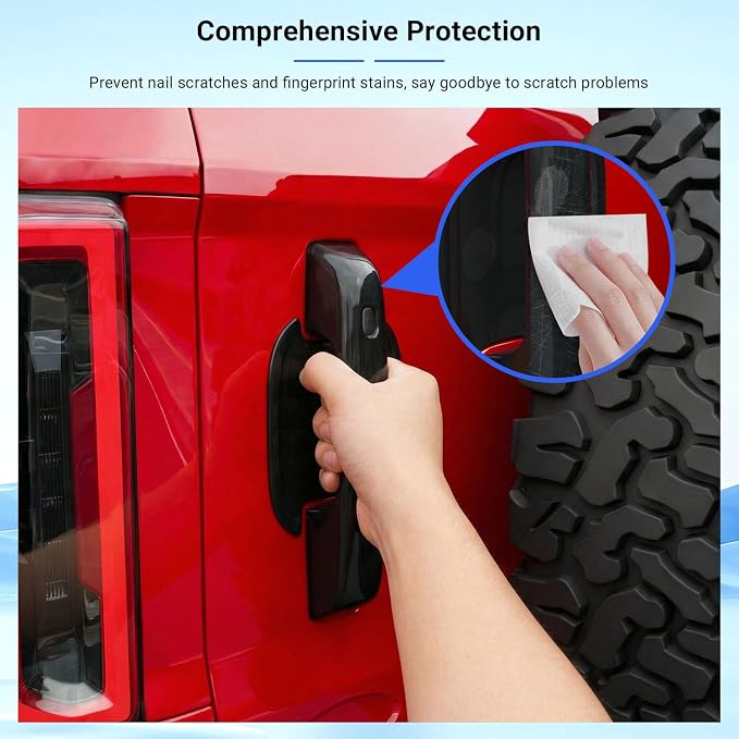 PTYYDS 14Pcs Door Handle Cover Compatible with 2021-2025 Ford Bronco Door Bowl Cover (with Smart Hole) ABS Glossy Black Inner Handle Trim Replacement for 2021-2025 Ford Bronco Accessories