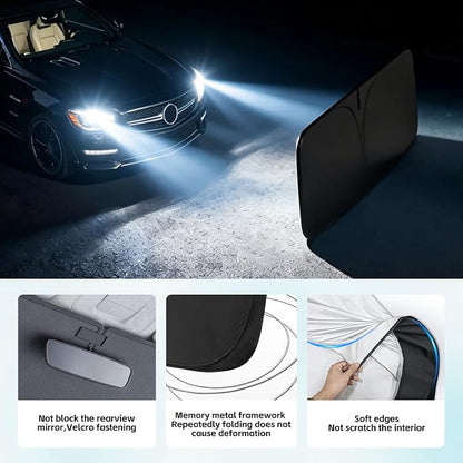 Windshield Sun Shade for Mercedes Benz SL SL400, SL450, SL500, SL55, SL63, SL65, SLK300, SLC300 2013-2026 300T Windshield Cover Blocks UV Rays Custom Fit Front Window Shade Foldable Keep Cool