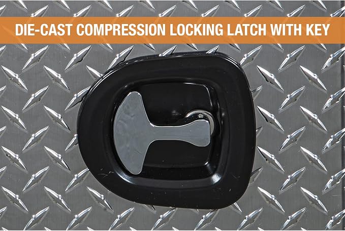 Buyers Products 1705148 Diamond Tread Aluminum Underbody Truck Tool Box, 14 x 12 x 16, Made in USA, .100 in. Thick, Corrosion-Resistant, Locking Compression Latch – Secure Storage for Work Trucks