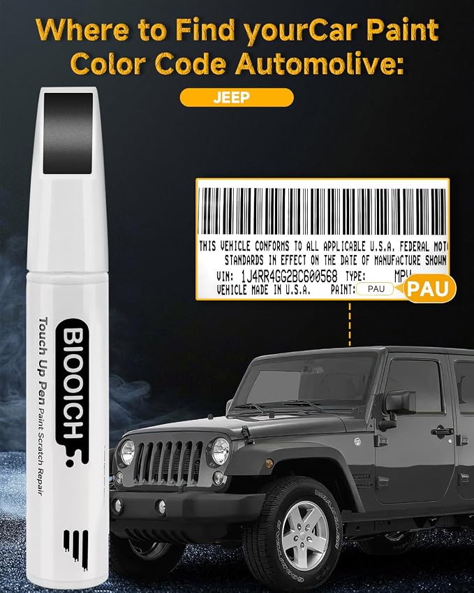 Touch Up Paint Pen Exact Color Match Car Chip and Scratch Repair (for Jeep, Granite Crystal Metallic(PAU/LAU))