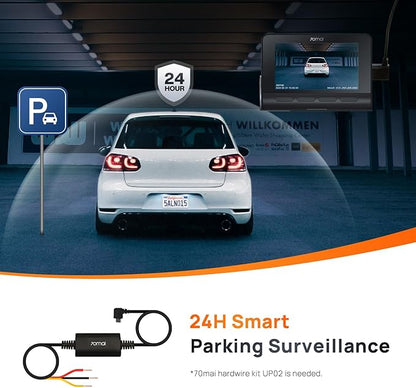 【A800S+UP02 Hardwire Kit】 70mai 4K Dash Cam A800S, Front and Rear, Super Night Vision with Sony IMX415, 3'' IPS LCD, Built in GPS, 70mai Hardwire Kit, Parking Mode, ADAS, Loop Recording