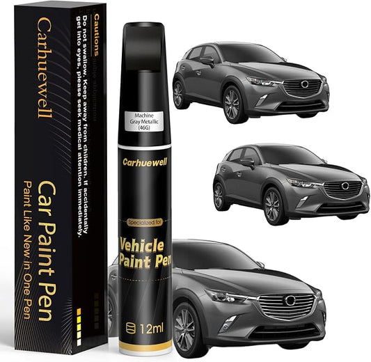 Machine Gray Metallic(46G) Touch Up Paint Compatible with Mazda, Exact Match Car Paint Pen Automotive Scratch Repair Remover Kit Quick & Easy Solution for Vehicle Chips and Nicks
