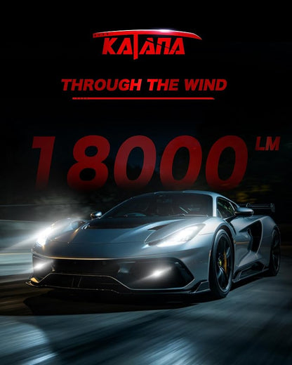 Katana Upgraded H7 Light Bulbs, 18000LM 6500K White Mini Size with Cooling Fan, Canbus Ready Fog Light, Pack of 2