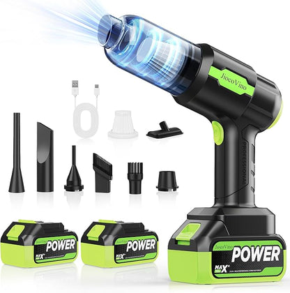 Cordless Car Vacuum Portable -Handheld Vacuum Cleaner 50000PA-High Power Suction & Blower for Car, Home, Office, Desktop, Keyboard,Pet Hair-2-in-1 Vacuum - with 2×4.0Ah Batteries