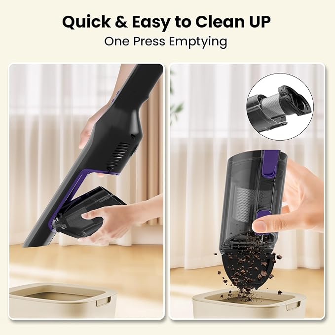 Sweepcent Handheld Vacuum Cordless, 24Kpa Car Vacuum with Brushless Motor, Charging Dock, Rechargeable, 1.5lbs Portable Handheld Vacuum with 2-Speed for Home/Car/Pet (Purple)