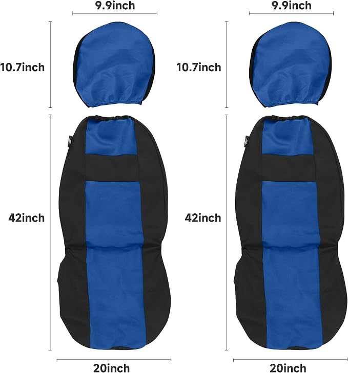 VarCozy Seat Covers for Car Front Pair, Breathable Cloth Front Car Seat Covers, Universal Cloth Seat Covers for SUV Sedan Van, Automotive Interior Covers, Airbag Compatible