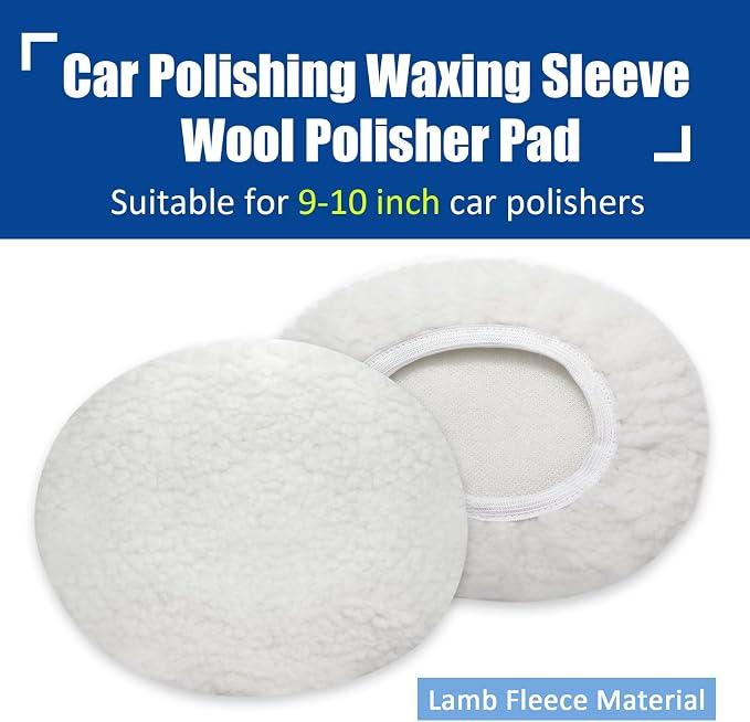 6 PCS Car Buffing Pads for 9-10 Inch Orbital Polisher, Lamb Fleece Polishing Pad Buffer Polisher Bonnets, 9-10 Inch Polishing Pads Cover Waxing Pads for Car Detailing (White)