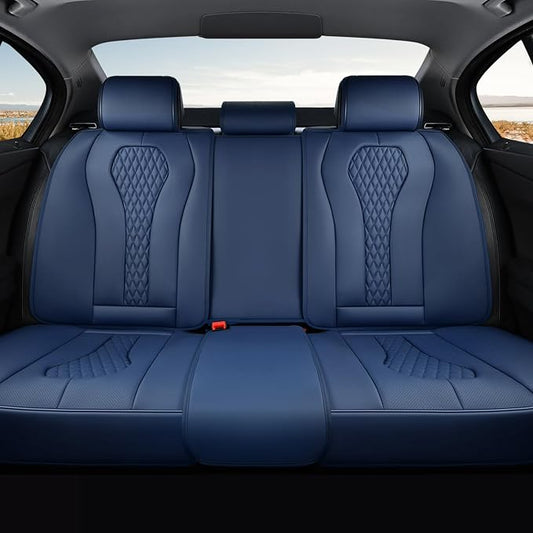 Coverado Car Seat Covers, Rear Car Protectors, Black Leather Seat Covers, 3-Piece Waterproof Automotive Seat Covers for Back Seats Universal Fit for SUVs & Cars, All-Weather Protection