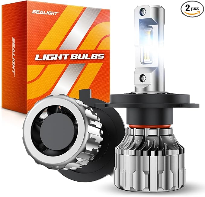SEALIGHT S6 H4 Bulbs, 70000LM Super Bright H4 LED Bulbs, 70000+ Hours Lifespan, 15000RPM Efficient Cooling Fan, Plug and Play, Pack of 2