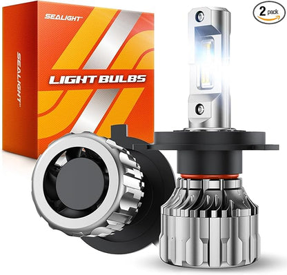 SEALIGHT S6 H4 Bulbs, 70000LM Super Bright H4 LED Bulbs, 70000+ Hours Lifespan, 15000RPM Efficient Cooling Fan, Plug and Play, Pack of 2