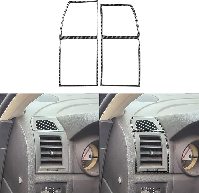 Real Quality Carbon Fiber Decal Trim Car Dashboard Sides A/C Air Vent Frame Decor Compatible with Dodge Charger 2008 2009 2010 Interior Accessories Sticker Black