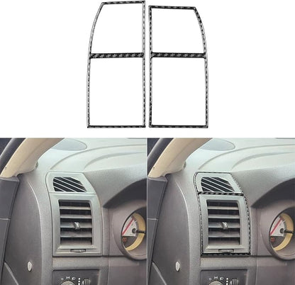 Real Quality Carbon Fiber Decal Trim Car Dashboard Sides A/C Air Vent Frame Decor Compatible with Dodge Charger 2008 2009 2010 Interior Accessories Sticker Black