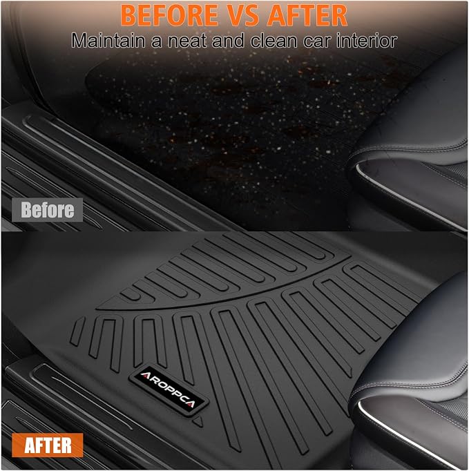 All Weather Car Floor Mats for 2007-2013 Chevy Silverado/GMC Sierra 1500 Crew Cab, 2007-2014 Silverado/Sierra 2500/3500 HD Crew Cab,TPE Rubber Floor Liners Automotive Mats for Silverado Accessories
