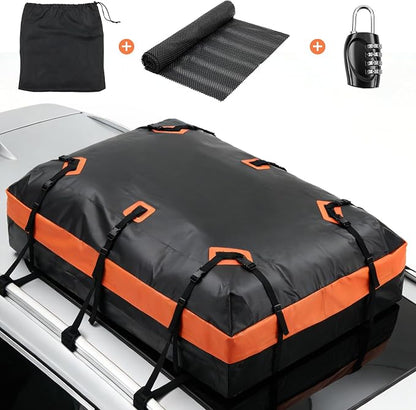 DUMOS Car Rooftop Cargo Carrier 20 Cubic Feet, Car Roof Waterproof PVC Bag, with Anti-Slip Mat, Combination Luggage Lock, Reinforced Straps & Door Hooks, Fit Vehicles with/Without Roof Racks