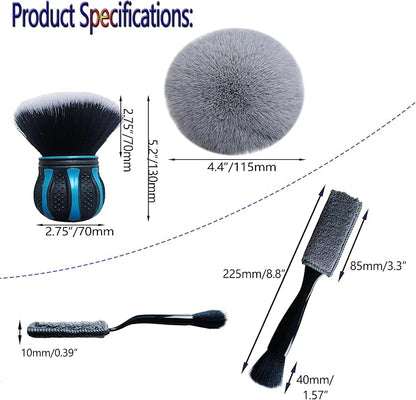 Car Interior Brush and Vent Cleaner Set - Premium Soft Fur Leather Brush & Dual-Ended Detailing Brush for Car Detailing, Vents, Crevices - 2.75inch Ball Head & 8.6inch Gap Brush