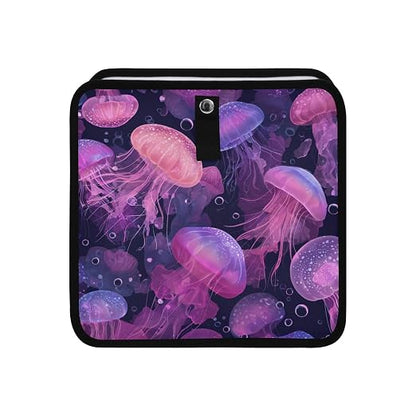 Car Trash Can Organizer Bin with Adjustable Strap for Back Front Seat Console Waterproof Leakproof Collapsible Portable 8.66 Inch Jellyfishes and Bubbles Pink