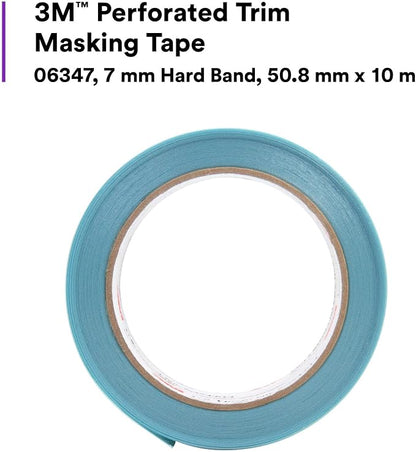 3M Perforated Trim Masking Tape 06347, Molding Paint Protection, Trim Lifting Tape, Hand Tearing, 7 mm Hard Band, 50.8 mm x 10 m