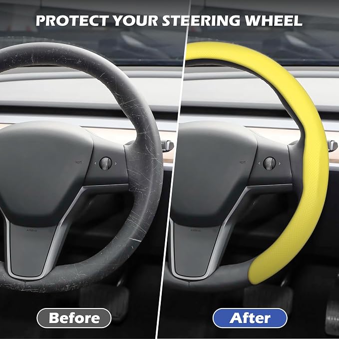 Frani Nappa Leather Steering Wheel Cover,Universal Fit 15 Inch-Premium Non-Slip Breathable Comfort Grip for Cars Trucks SUVs,Anti-Slip Durable Interior Upgrade Lemon Yellow