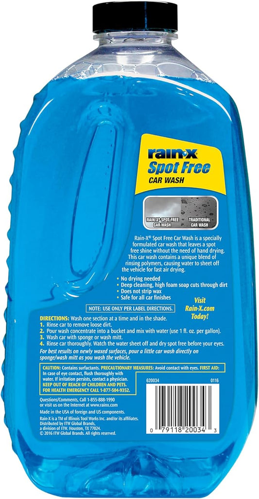 Rain-X 620073 - Car Wash Deep Cleaning, High Foam Soap Provides Spot Free Shine with No Towel Or Hand Drying Needed - Car soap for car cleaning and detailing 48 fl oz