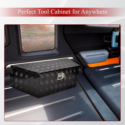 39''Inch Aluminum Trailer Tongue Tool Box Truck Bed Toolbox Truck Trailer Chest Box Underbody Storage Organizer Waterproof Square Storage Organizer w/Lock & Keys Black(‎39" Lx16.5 Wx12 H)