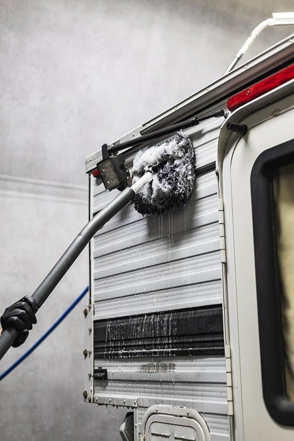 The Rag Company - Mitt on A Stick Pro+ | Clean Hard-to-Reach Roofs and Sides of Cars, Trucks, RVs, Semis & Trailers - Soft Microfiber Head and Extendable Foam Handle
