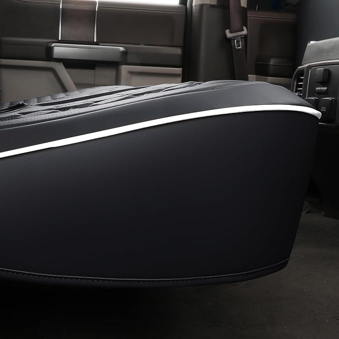 Huidasource Rear Bench Seat Covers Fit for Ford F150, Automotive Car Seat Cushion Cover Fit for 2015-2025 F150 SuperCrew&2017-2025 F250 F350 F450 Super Duty Crew Cab Pickup(Back Row/Black&White)