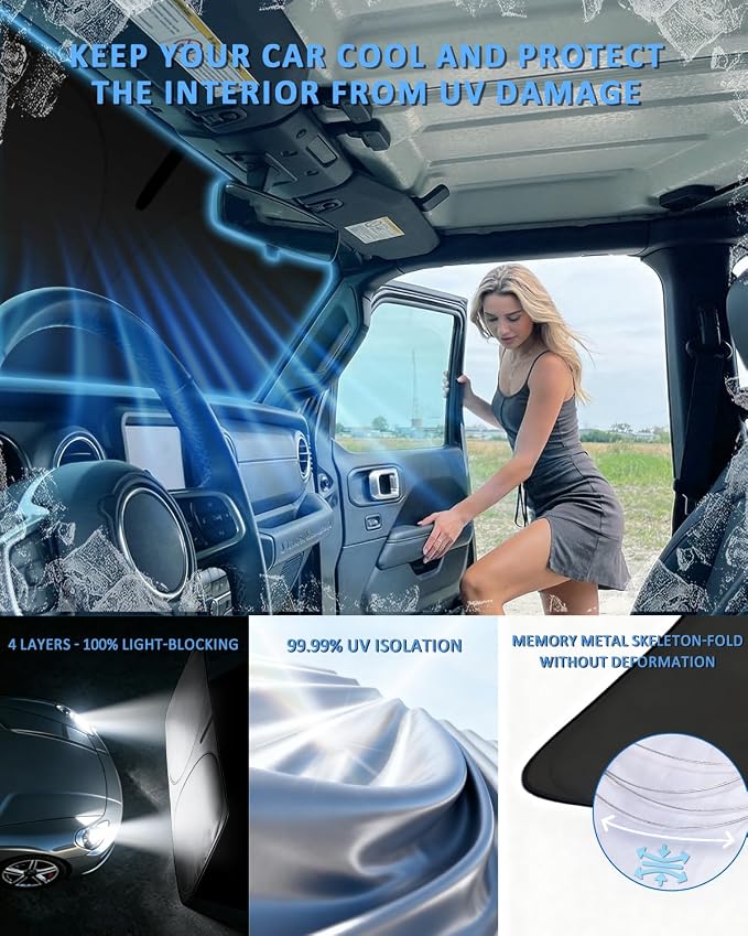 Windshield Sun Shade for Acura MDX 2021-2024 2025 2026 Car Windshield SunShade Upgrade 4 Layers Custom Fit MDX Window Shade Car Front Windshield Sun Visor 260T Blocks UV Rays Keep Cool Car Accessories