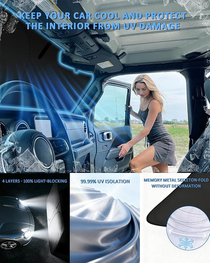 for Toyota Highlander 2014-2019 Sun Shade Sunshade Windshield Cover, 4-Layer Front Window Shade Custom Fit Highlander Sun Visor 240T Foldable Shade Sun Blocks UV Rays Cooler Car Accessories