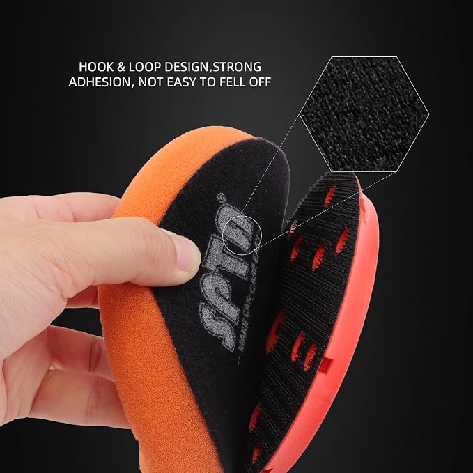 SPTA PRO Orange Heavy-Cut Polishing Foam Pad, 1Pc 3 Inch 80mm Backing Plate Compound Buffing Polishing Sponge Pads for Car Buffer Polisher Compounding, Polishing and Waxing -SF301