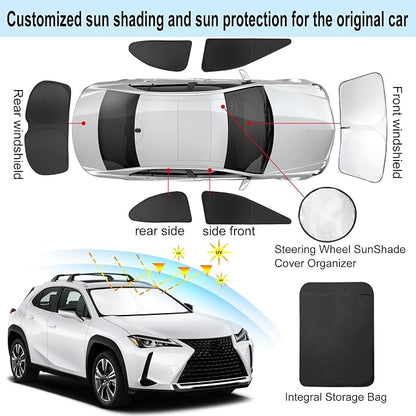 TINGLU Window Shades for Lexus UX 2019-2025 2026 Accessories Car Side Full Windows Windshield Sun Shade Sun UV Rays & Privacy Protection for Camping,Napping,and Relaxing 6PCS