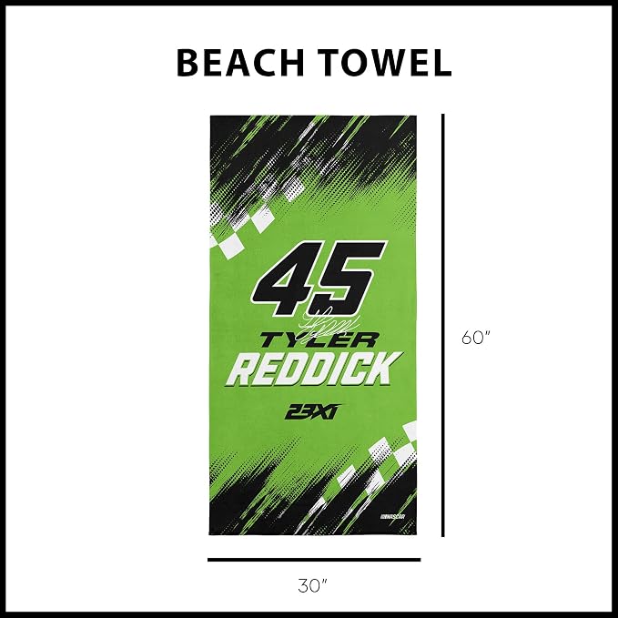 Northwest NASCAR Tyler Reddick Simple Speed Beach Towel, Cotton Blend Lightweight Bath, Pool Swim Travel Fan Gear, 30 x 60 Inch
